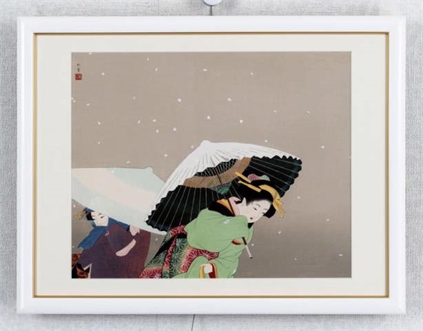 雪景色　lithograph Antique 1893 Geo Blair Lithograph Winters Enjoyment Central